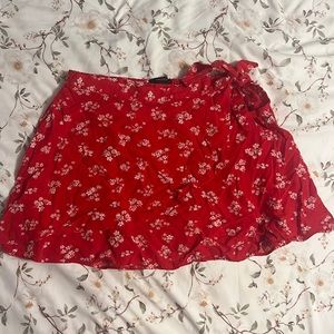 Forever 21 Red Floral Wrap Skirt
